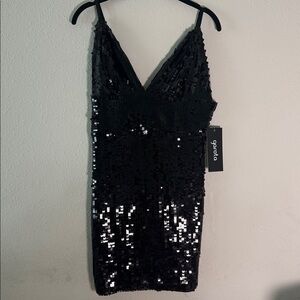 Shimmering Black Sequin Midi Dress